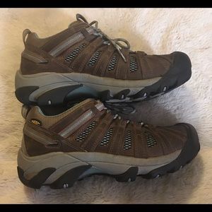 Keen Voyageur Hiking Shoes Low Sneakers Leather Boots Brown Blue Women Size 9.5